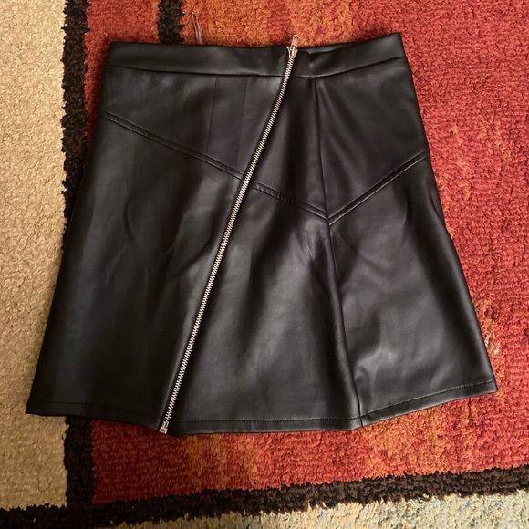 biography Dresses & Skirts - Leather Mini Skirt with slanted Zipper